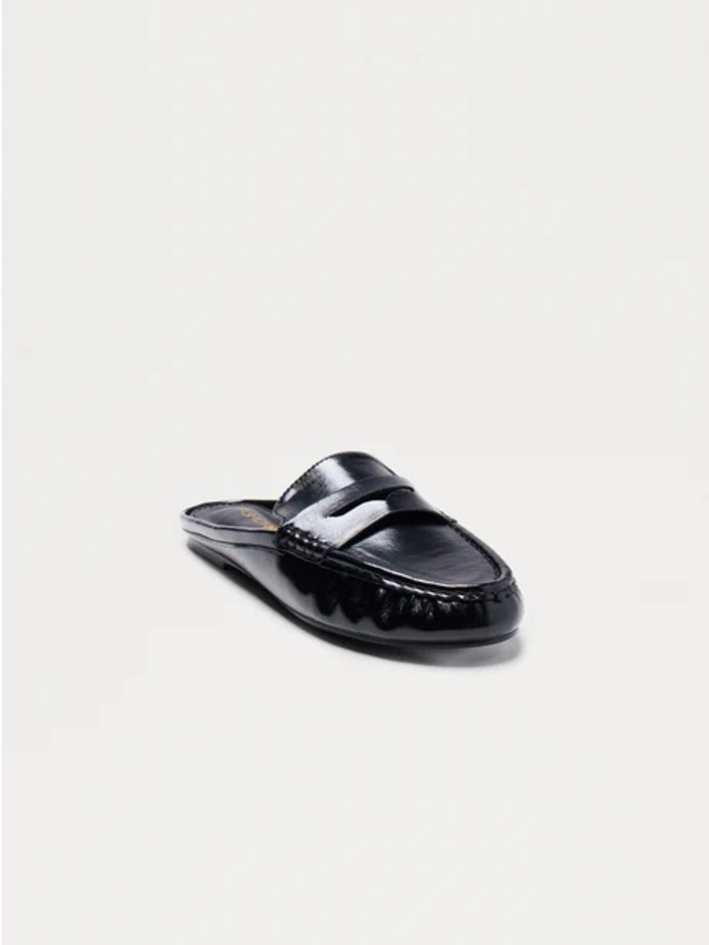 Peppermayo Black Patent Leather Penny Loafer Mule